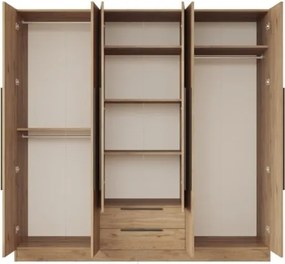 Armadio Guardaroba 6 Ante 2 Cassetti 210x55x207 Duke Rovere Effetto Legno