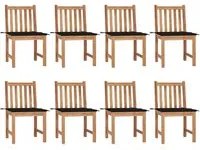 Sedie da Giardino con Cuscini 8 pz in Legno Massello di Teak 3073149