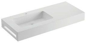 Lavabo consolle rettangolare L 120 x P 46 x H 14 cm in solid surface bianco