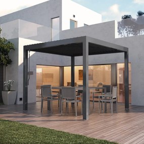 Pergola bioclimatica 296x300 cm in alluminio grigio - Spell