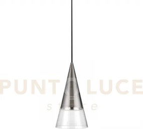 Cono sospensione 1 luce attacco gu10 lampadina inclusa 15cm nickel