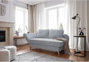 Chaise longue grigio chiaro (con penisola a sinistra) con rivestimento in velluto a coste Chic Charlotte – Miuform