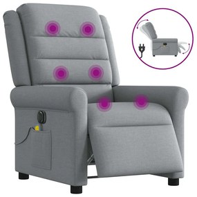 Poltrona Reclinabile Massaggio Elettrica Grigio Chiaro Tessuto /
