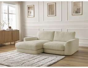 Divano angolare beige (con penisola a sinistra/con chaise lounge) con rivestimento in bouclé Leonore – Bobochic Paris