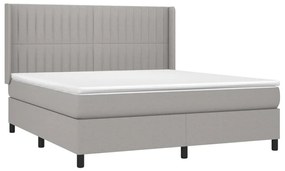 Letto a molle materasso e led grigio chiaro 160x200 cm tessuto