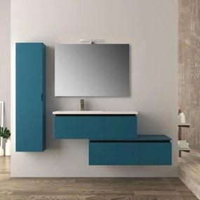 Mobile bagno blu petrolio 140 cm sospeso Slide