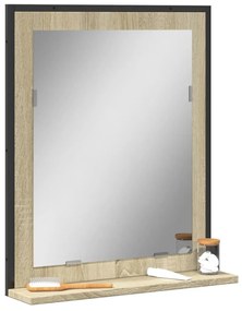 Specchio Bagno Con Ripiano Rovere Sonoma 50x12x60cm Multistrato /