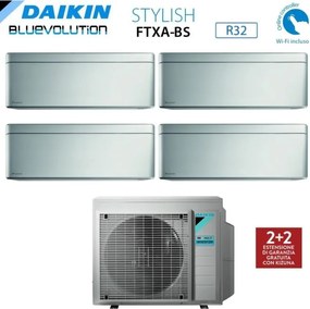 Daikin - Climatizzatore Condizionatore Bluevolution Quadri Split Inverter serie stylish total silver ftxa-bs 9+9+9+12 con 4MXM80N R-32 Wi-Fi
