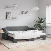 Divano Letto con Letto Estraibile Grigio Scuro 90x200cm Tessuto 3197635