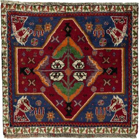Shiraz Tappeto 60 x 60 Rosso (Iran) Annodato A Mano