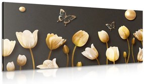 Quadro su tela – Tulipani con motivo dorato