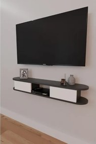 Mobile TV Sospeso 120x20x18 cm 2 Ante E Vano A Giorno Omega Antracite E Bianco