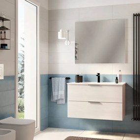 Mobile da bagno sotto lavabo SENSEA Jnka bianco L 90 x H 55 x P 45 cm 2 cassetti, lavabo non incluso