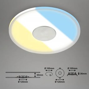 Briloner 7480019 - Plafoniera da incasso a LED per bagno, 6W/230V, 3000/4000/6500K, IP44, bianca