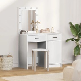 Set da toeletta 2 pezzi con led in legno ingegnerizzato bianco