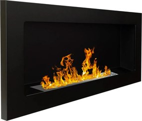 Camino a Bioetanolo da Parete 90x12x40 cm in Acciaio Inox Nero...