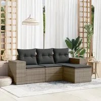 Set Divani da Giardino 4 pz con Cuscini in Polyrattan Grigio 3222469