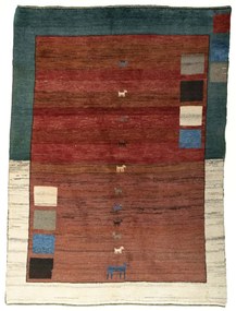 Gabbeh Tappeto 190x140 Rosso (Iran) Annodato A Mano