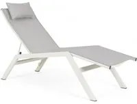 Lettino Chaise Longue da Giardino 65,5x177x105h cm con Cuscino Poggiatesta Krion Lunar