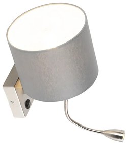 Lampada da parete intelligente in acciaio con paralume grigio incl. Wifi A60 - Brescia
