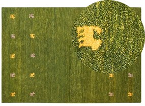 Tappeto Gabbeh lana verde 140 x 200 cm YULAFI Beliani