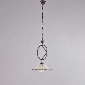 Sospensione Country Chic Bistrot 1 Luce Ruggine Con Ceramica Vietrese