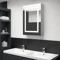 Armadietto Bagno con Specchio e LED Grigio Cemento 50x13x70 cm 326488