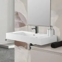 Lavabo sospeso in resina 100 cm bianco lucido Flute