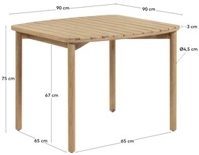 Kave Home - Tavolo Sheryl in legno massello di eucalipto 90 x 90 FSC 100%