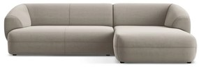 Divano angolare beige (con penisola a destra) con rivestimento in velluto Moana – Makamii
