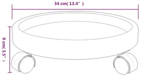 Carrelli per Piante con Ruote 2 pz Grigi Diametro 34 cm 35 kg
