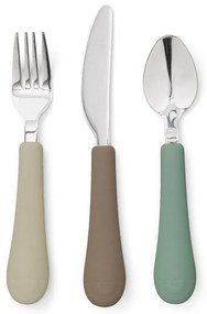 Posate per bambini marrone/beige in silicone 3 pz Olive Mix – Cam Cam Copenhagen