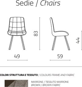 Sedia da cucina in tessuto Marrone gambe metallo FRIEDIC set 2 pz