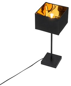 Lampada da tavolo moderna con paralume in tessuto nero con oro - VT 1