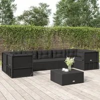 Set Salotto da Giardino con Cuscini 7pz Nero Polyrattan 3187165