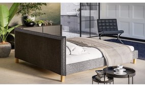 Letto matrimoniale imbottito grigio con griglia 180x200 cm Tina - Ropez