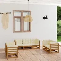 Set Divani da Giardino 7 pz con Cuscini Legno Massello di Pino 3076502