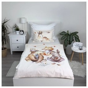 Set copripiumino e federa da bambini beige in cotone per culla 100x135 cm Animals "Woodland" – Jerry Fabrics