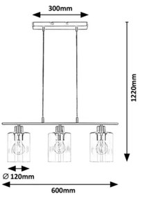 Rabalux 3580 - Lampadario a sospensione con filo MIROSLAW 3xE27/40W/230V