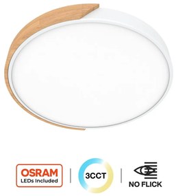 Plafoniera LED Rotonda 36W CCT, Ø500mm, Legno/Bianco Colore Bianco Variabile CCT