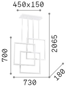 Sospensione Moderna Frame Alluminio Bianco Led 80W 3000K Luce Calda