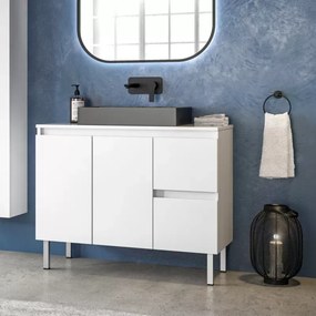 Mobile bagno 100cm a terra con 2 cassetti e 2 sportelli TOD-100PP - KAMALU