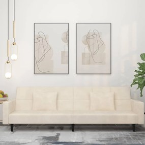Divano Letto A 2 Posti Con 2 Cuscini Crema İn Velluto /