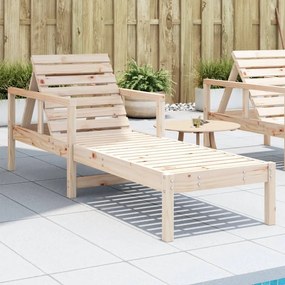 Lettino Prendisole 199,5x62x55 Cm İn Legno Massello Di Pino /
