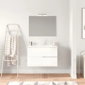 Mobile sottolavabo e lavabo con illuminazione Eva per vasca centrale bianco in mdf L 80 x H 51 x P 46 cm 2 cassetti