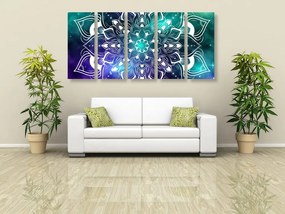 Quadri 5 pezzi – Mandala moderna con motivo orientale