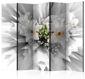 Paravento design Esplosione Floreale II - orchidea su sfondo astratto bianco