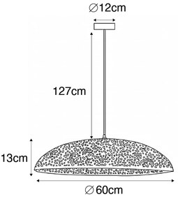 Lampada a sospensione orientale nera con oro 60 cm - Japke