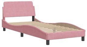 Letto con materasso rosa 90x200 cm in velluto