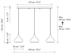 Lampada a sospensione con cavo MUBA 3xE27/40W/230V nero